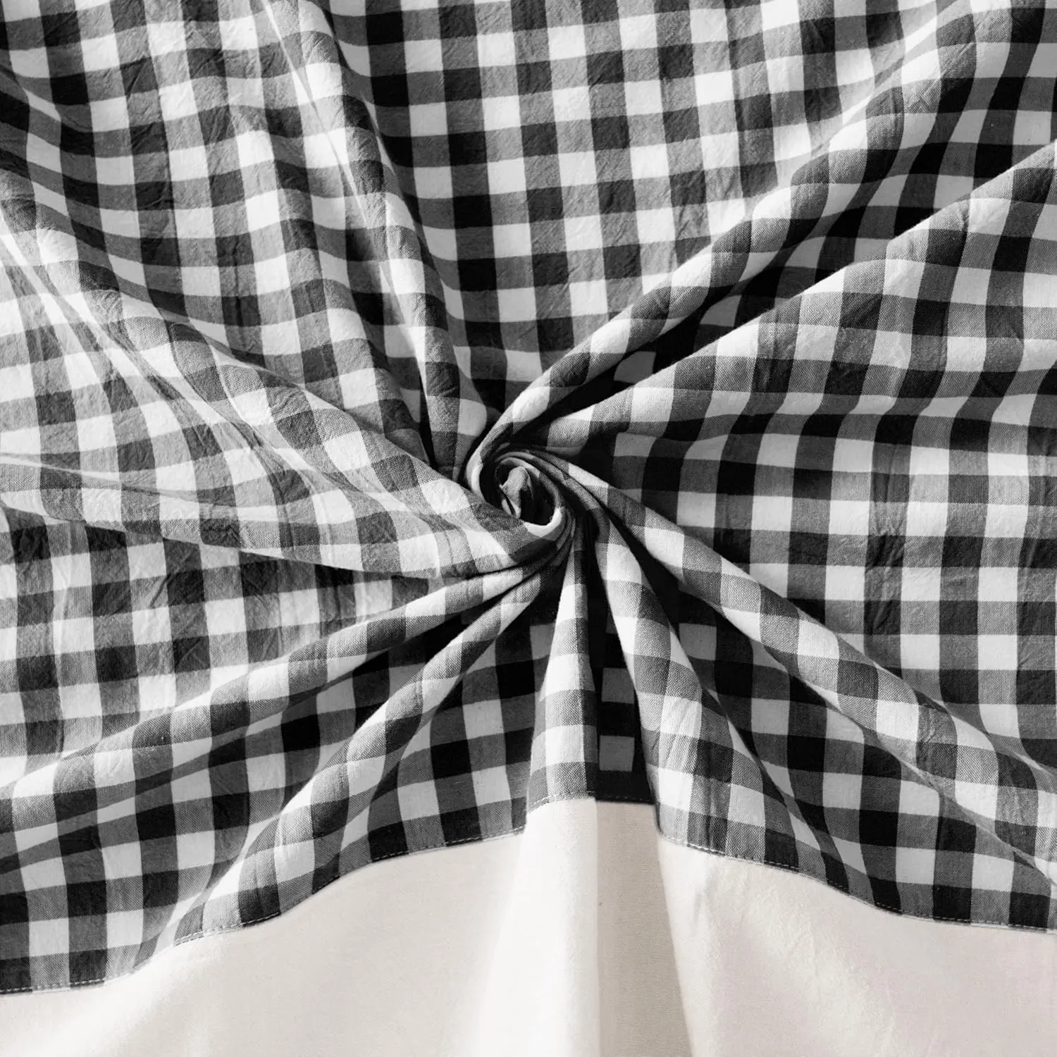 MONDAY MOOSE Gingham Checkered Farmhouse Rustic Picnic Style Decoration Rectangle Natural Stonewashed Cotton Tablecloth for Kitchen, Dining Room, Restaurant (60x86 inch, Black/White)