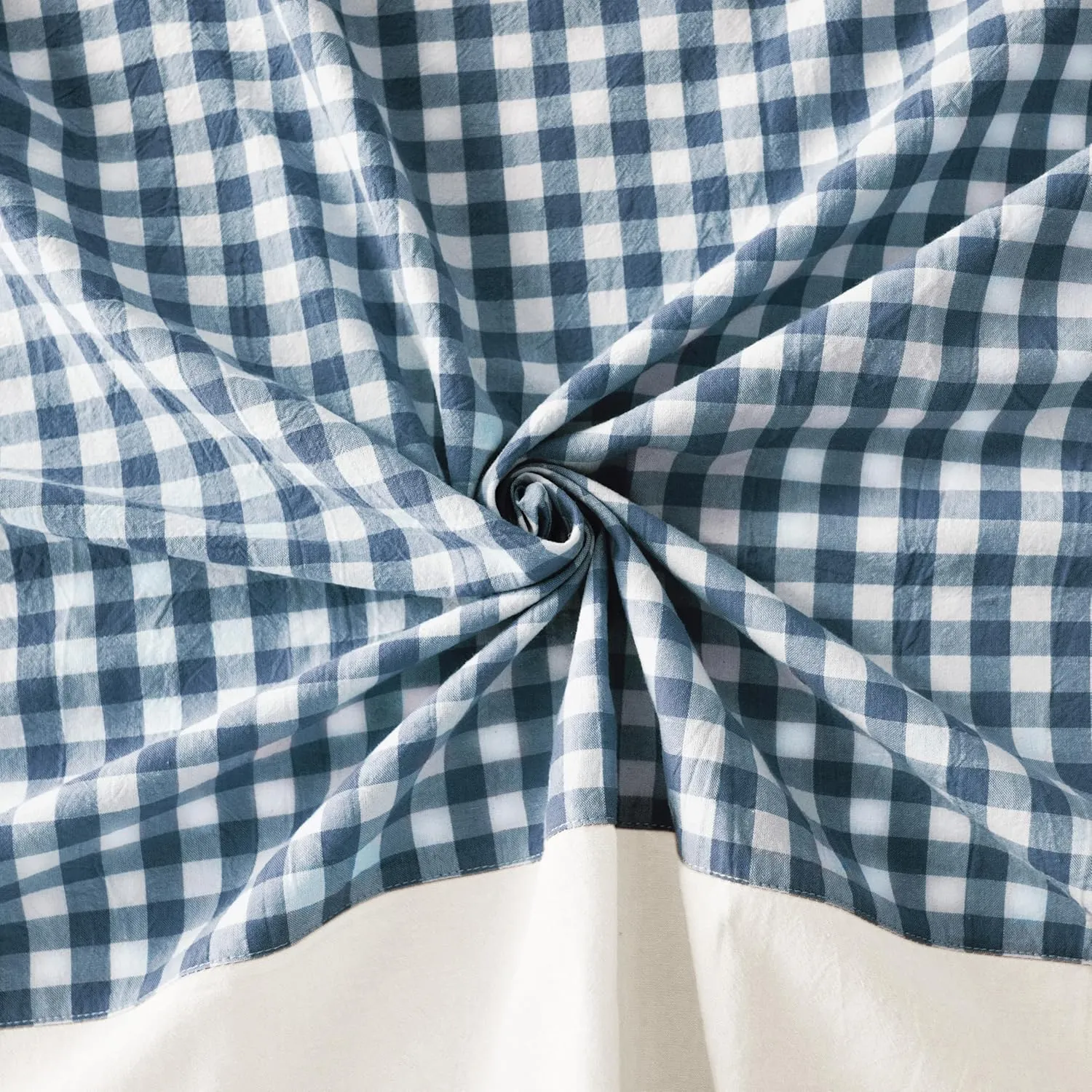 MONDAY MOOSE Gingham Checkered Farmhouse Rustic Picnic Style Decoration Rectangle Natural Stonewashed Cotton Tablecloth for Kitchen, Dining Room, Restaurant (60x86 inch, Blue/White)