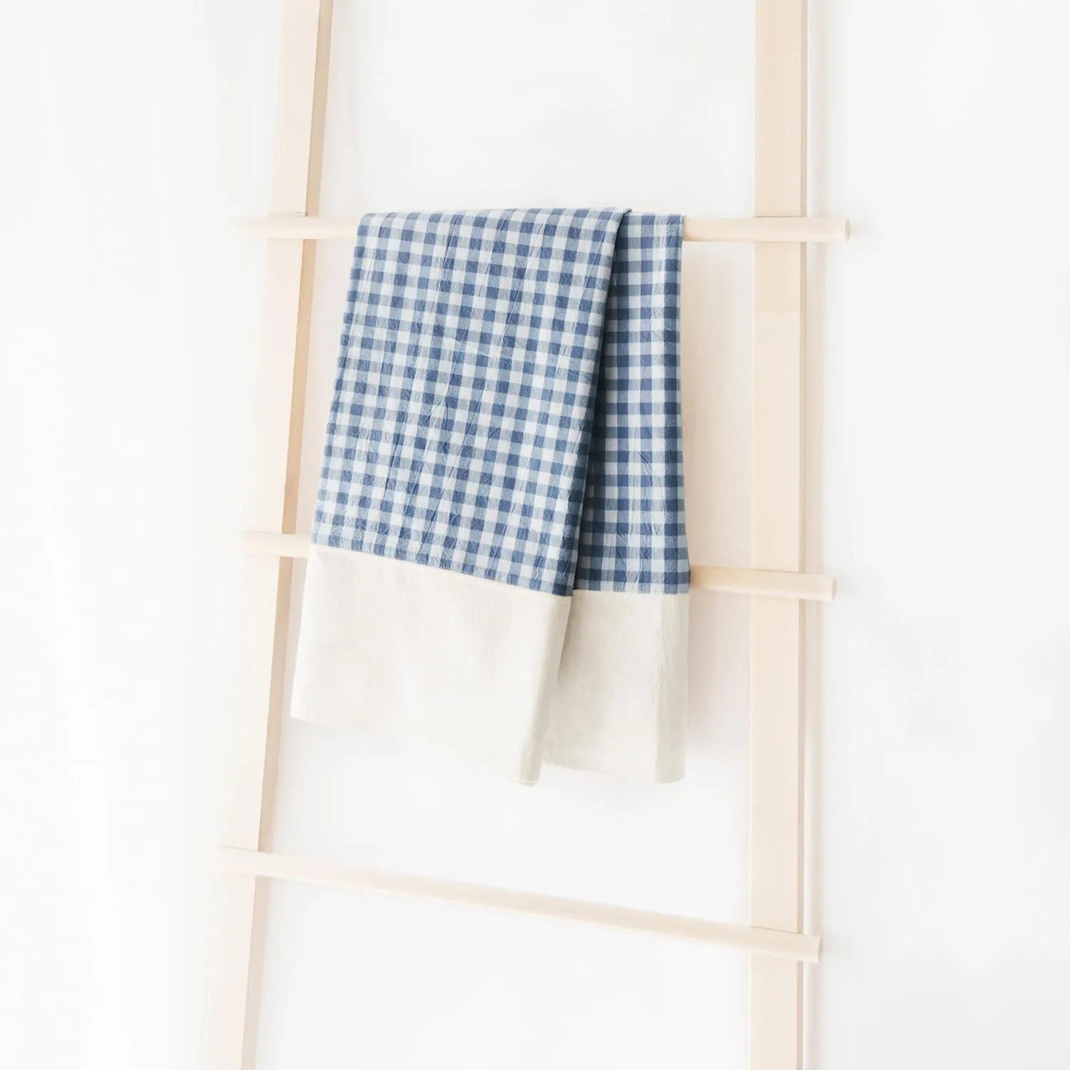 MONDAY MOOSE Gingham Checkered Farmhouse Rustic Picnic Style Decoration Rectangle Natural Stonewashed Cotton Tablecloth for Kitchen, Dining Room, Restaurant (60x86 inch, Blue/White)