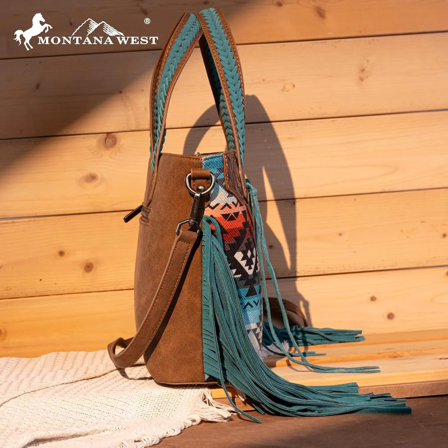 Montana West Western Tote Bag for Women Tooled Shoulder Purse with Wallet 2Pcs Set