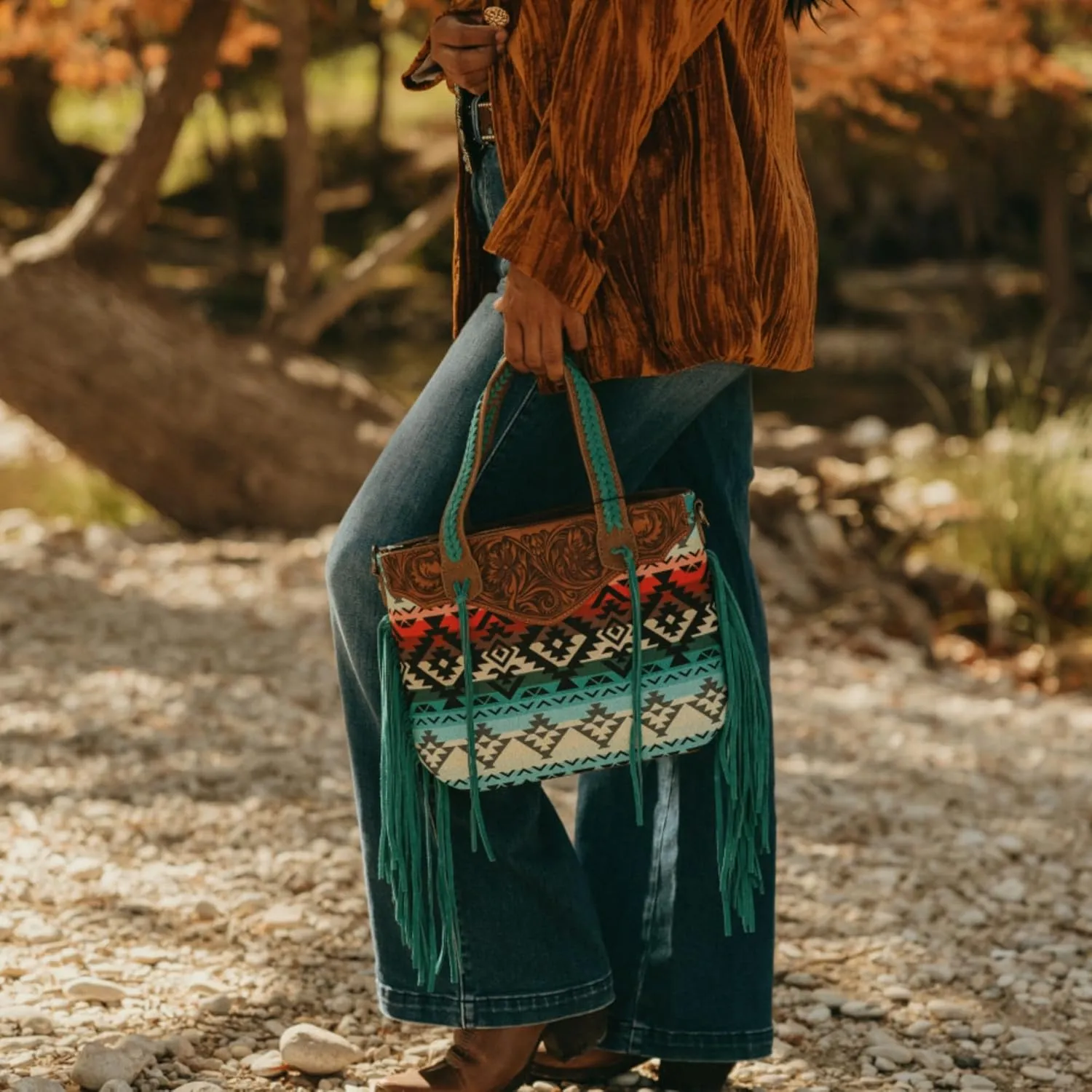 Montana West Western Tote Bag for Women Tooled Shoulder Purse with Wallet 2Pcs Set