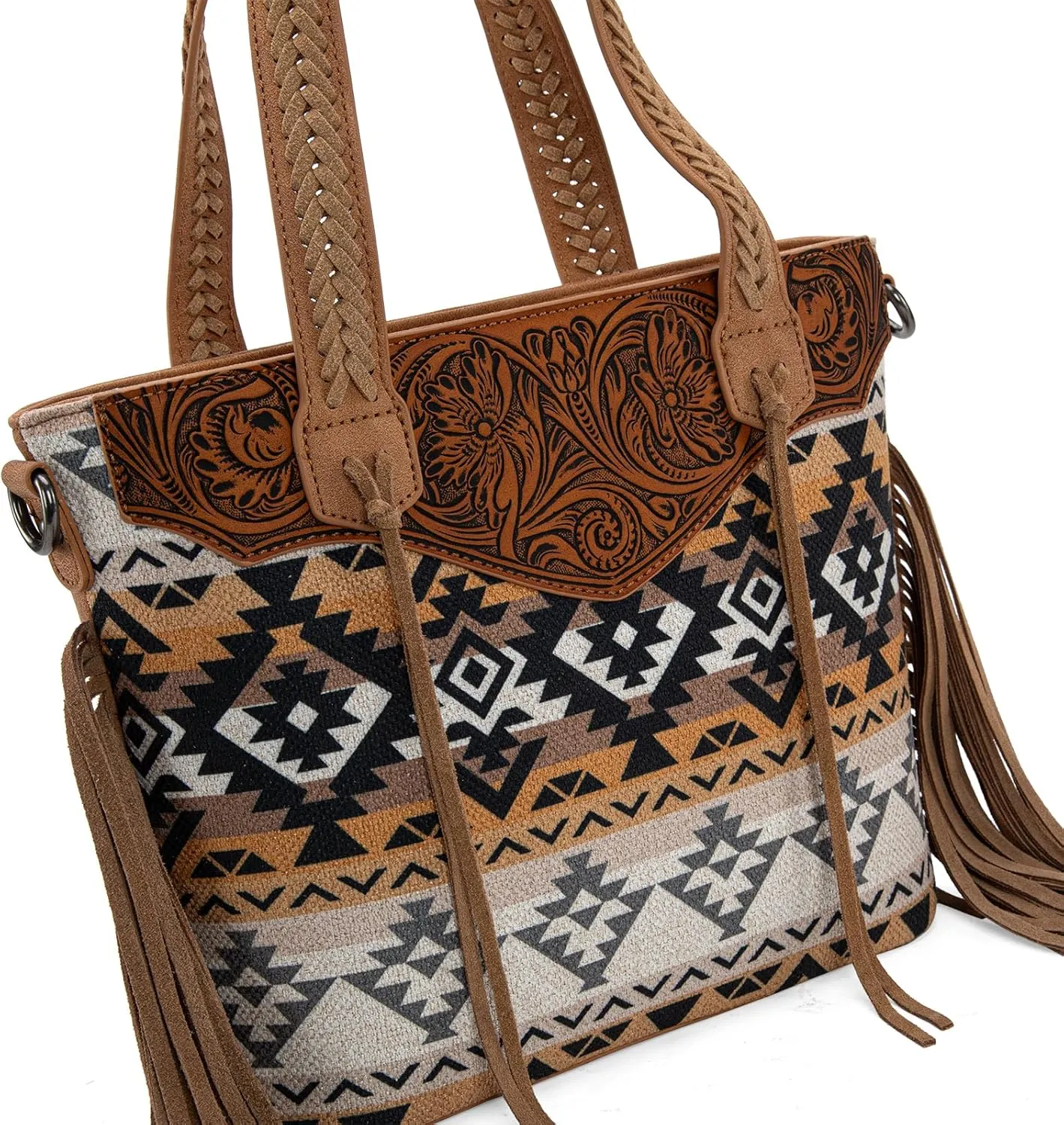 Montana West Western Tote Bag for Women Tooled Shoulder Purse with Wallet 2Pcs Set