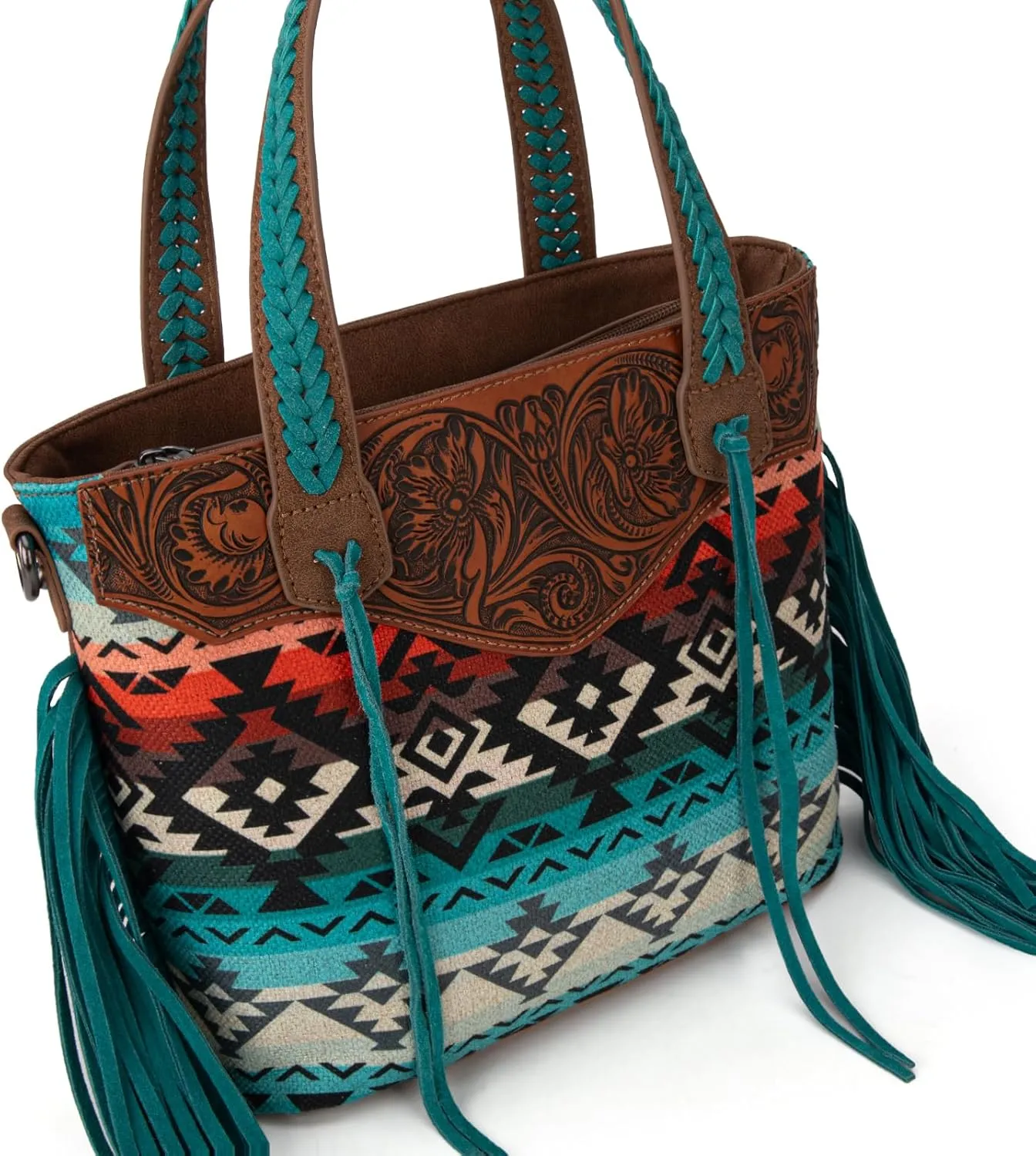 Montana West Western Tote Bag for Women Tooled Shoulder Purse with Wallet 2Pcs Set