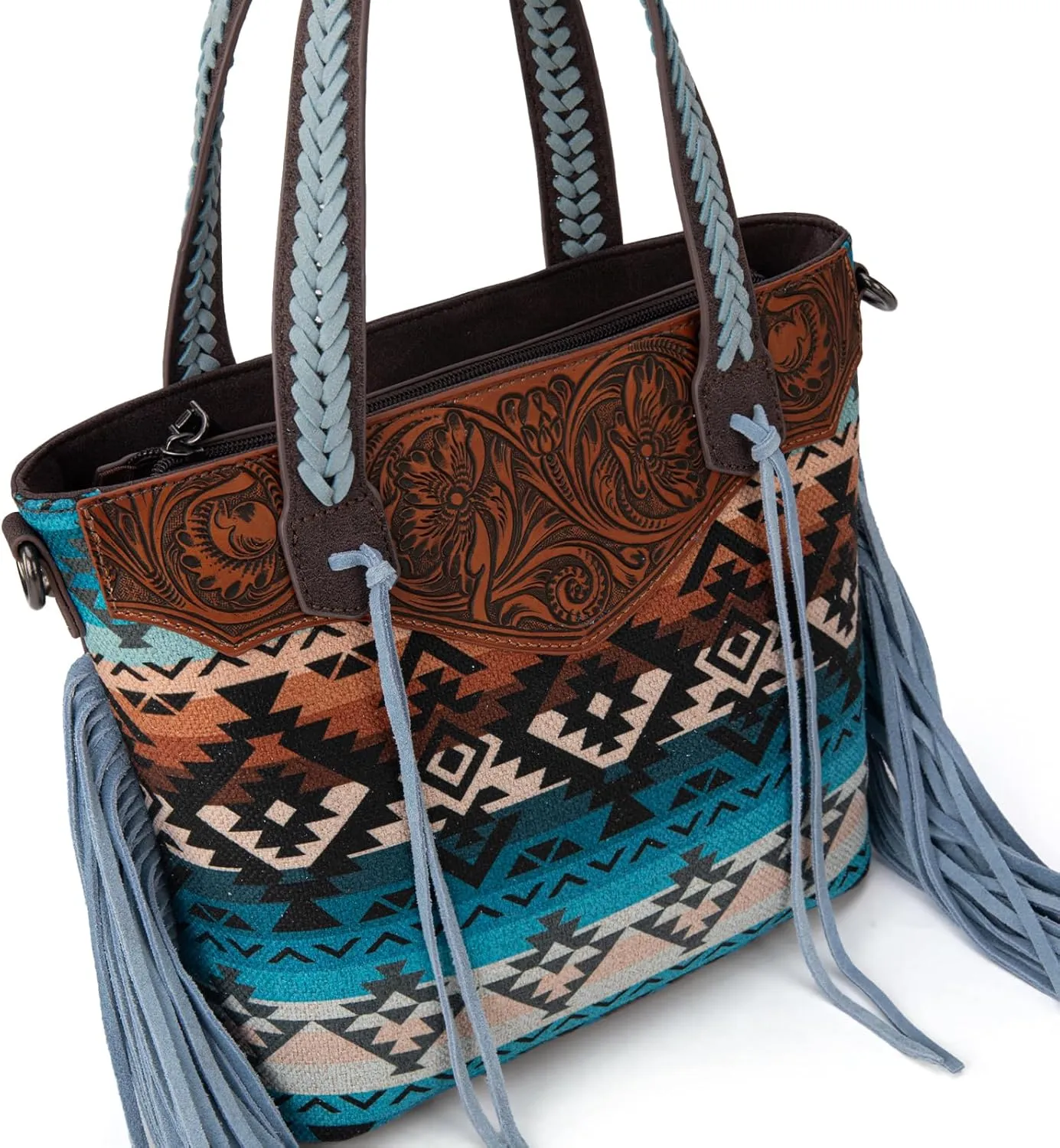 Montana West Western Tote Bag for Women Tooled Shoulder Purse with Wallet 2Pcs Set