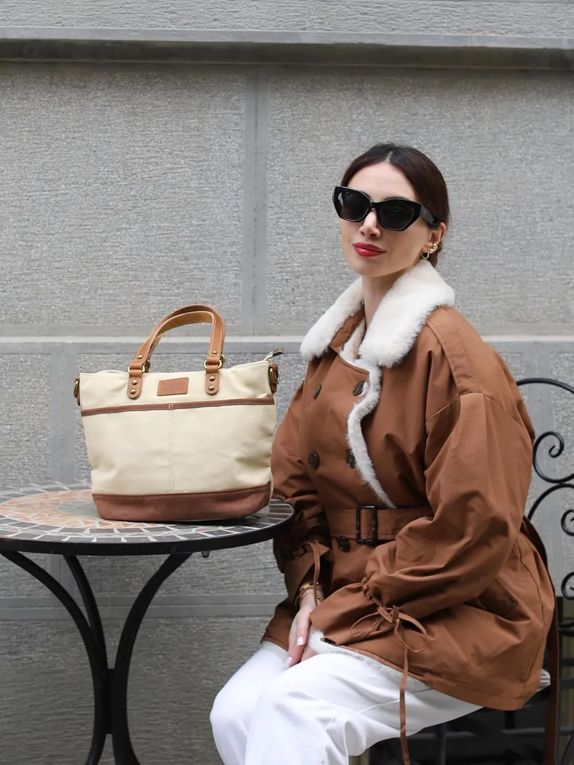 Montana West x Lee Waxed Canvas Tote Bag for Women Work Small Vintage Shoulder Bag and Handbag with Leather Handle