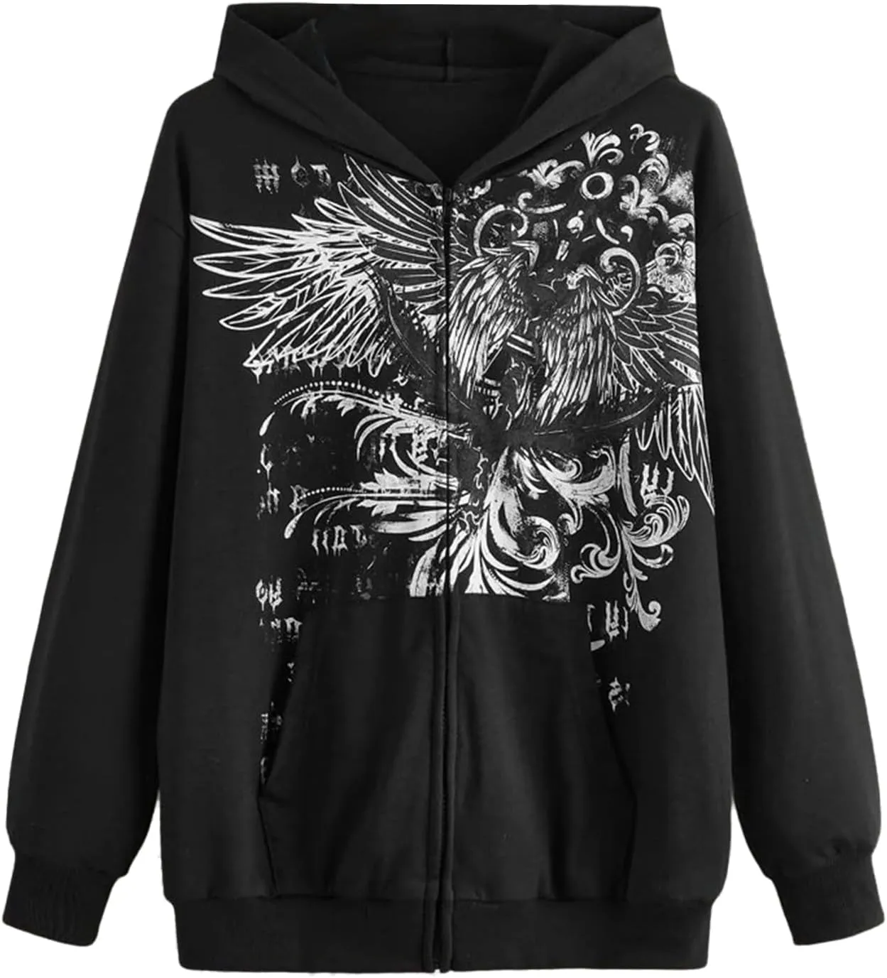 Mtsebmves Women's Zip Up Hoodie Sweatshirt Long Sleeve Oversized Casual 90S Y2K E-Girl Streetwear Grunge Jacket with Pocket