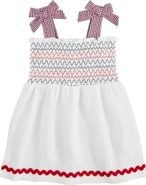 Mud Pie Baby Girls Children's White Smocked Gauze Dress