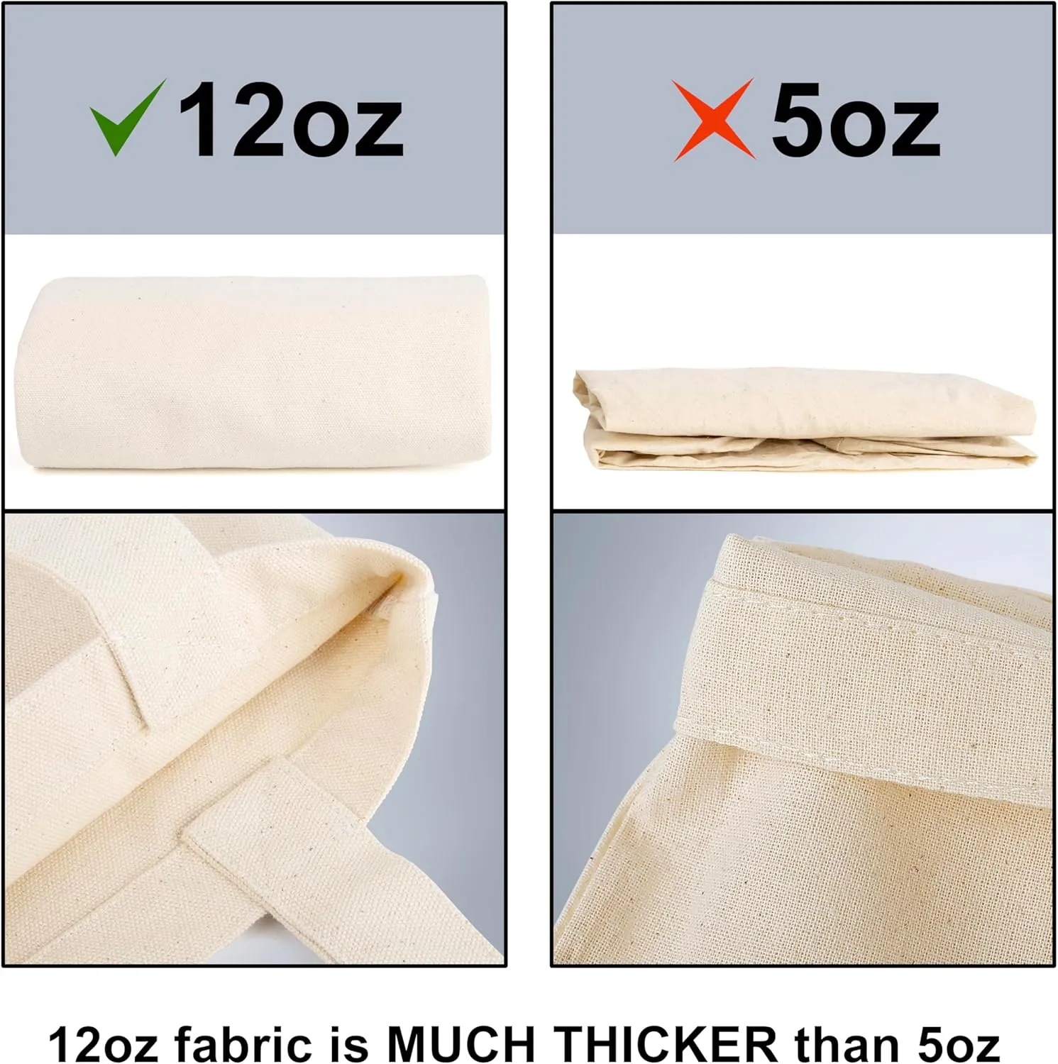 Muka 4 Pack Heavy Duty Canvas Tote Bag, 12oz 100% Cotton Tote Bag, Natural DIY Grocery Bag 15 x 16 Inch
