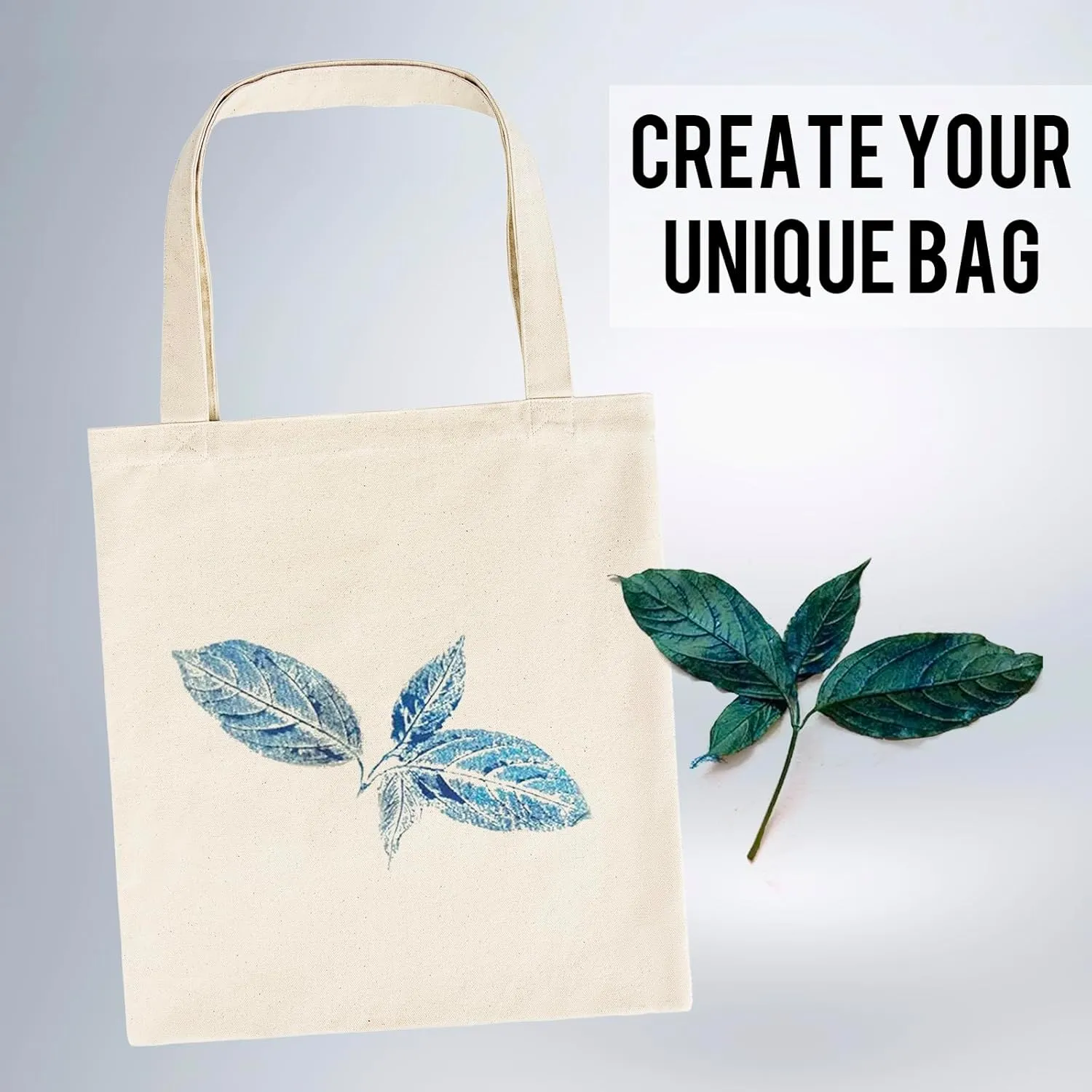 Muka 4 Pack Heavy Duty Canvas Tote Bag, 12oz 100% Cotton Tote Bag, Natural DIY Grocery Bag 15 x 16 Inch