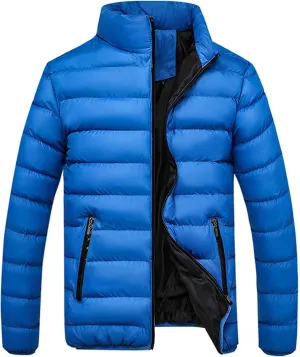 Muscularfit Fashion Jackets for Men Winter Warm Quilted Windproof Coats Casual Full Zip Stand Collar Jackets With Zip Pockets