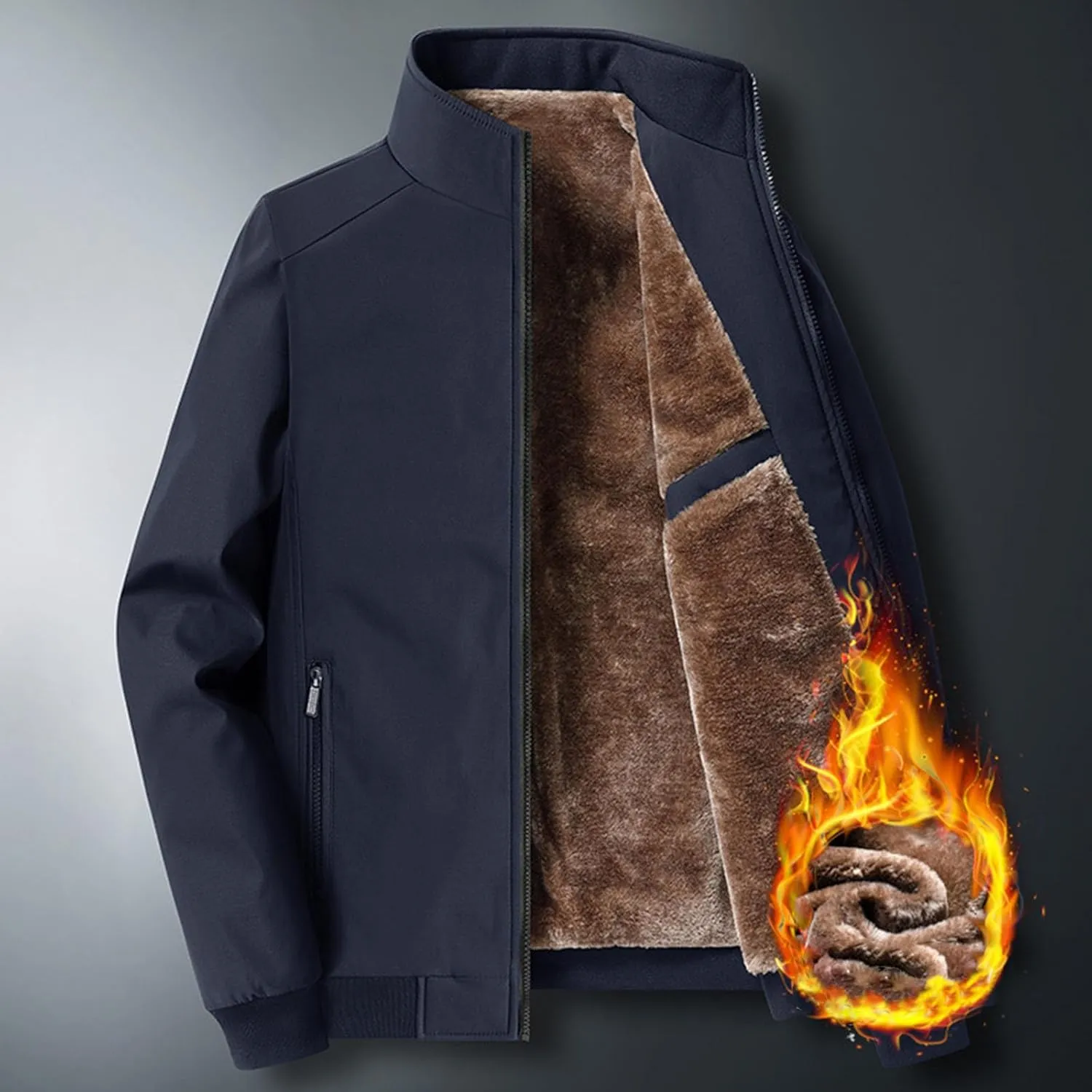 Muscularfit Mens Fall and Winter Warm Jackets Lightweight Stand Collar Windproof Puffer Jacket Casual Zip Up Padded Warm Coat
