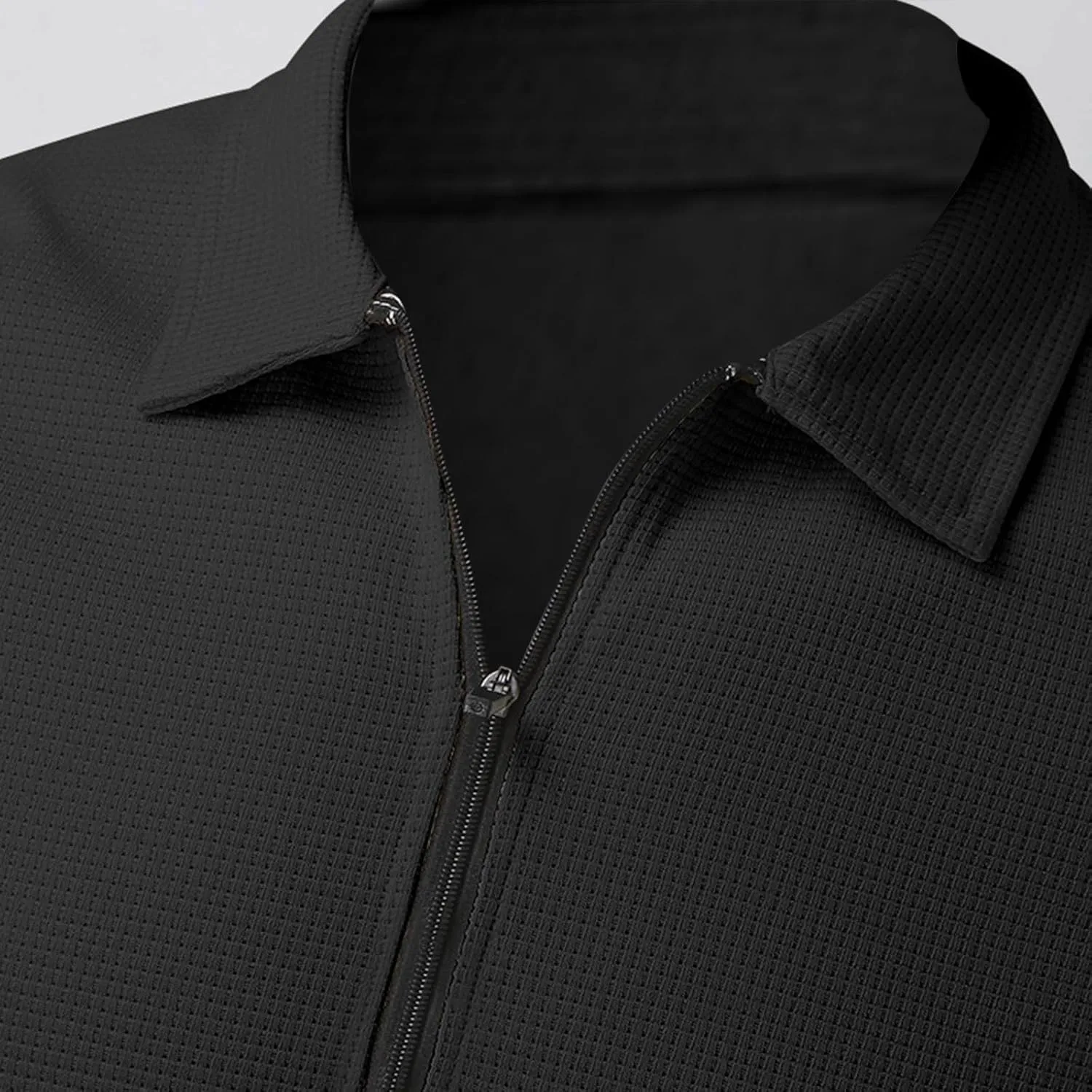 Muscularfit Mens Fall Jackets Long Sleeve Casual Waffle Coat Classic Full Zip Relaxed Fit Collared Jacket Outdoor Trendy Coat