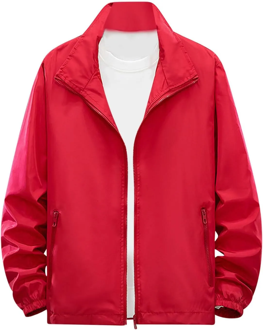 Muscularfit Mens Fall Jackets Windproof Outdoor Casual Jackets Full Zip Coat Fashion Solid Lightweight Jacket With Zip Pocket