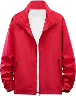 Muscularfit Mens Fall Jackets Windproof Outdoor Casual Jackets Full Zip Coat Fashion Solid Lightweight Jacket With Zip Pocket