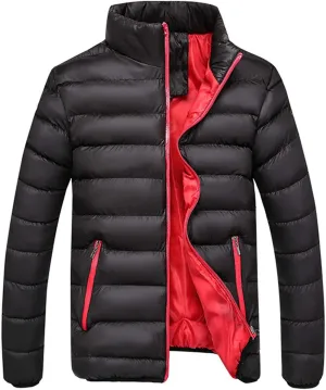 Muscularfit Men's Winter Puffer Jacket Full Zip Quilted Warm Thicken Down Coats Lightweight Windproof Stand Collar Jackets