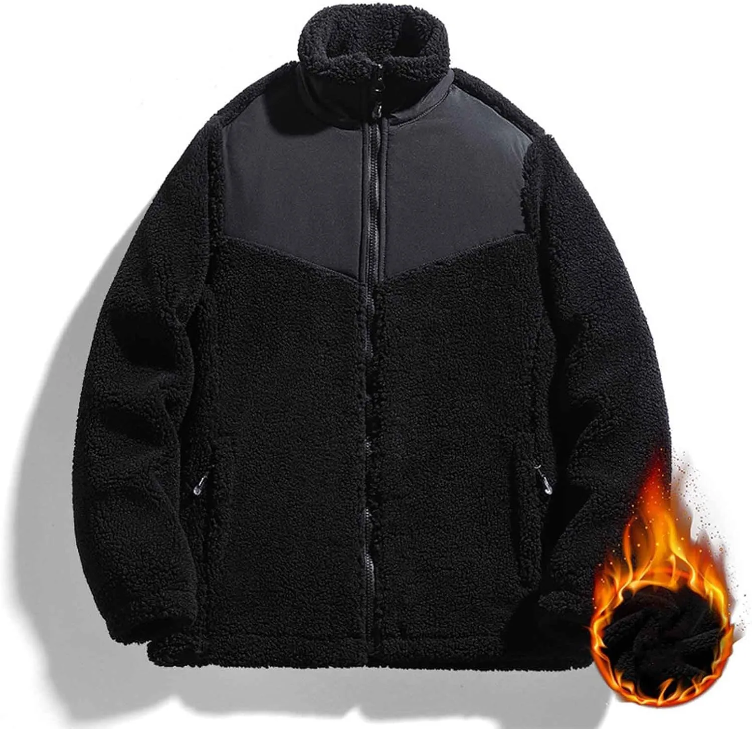 Muscularfit Men's Winter Warm Coats Heavy Warm Windproof Outerwear Full Zip Parka Jackets Stand Collar Thicken Padded Coats