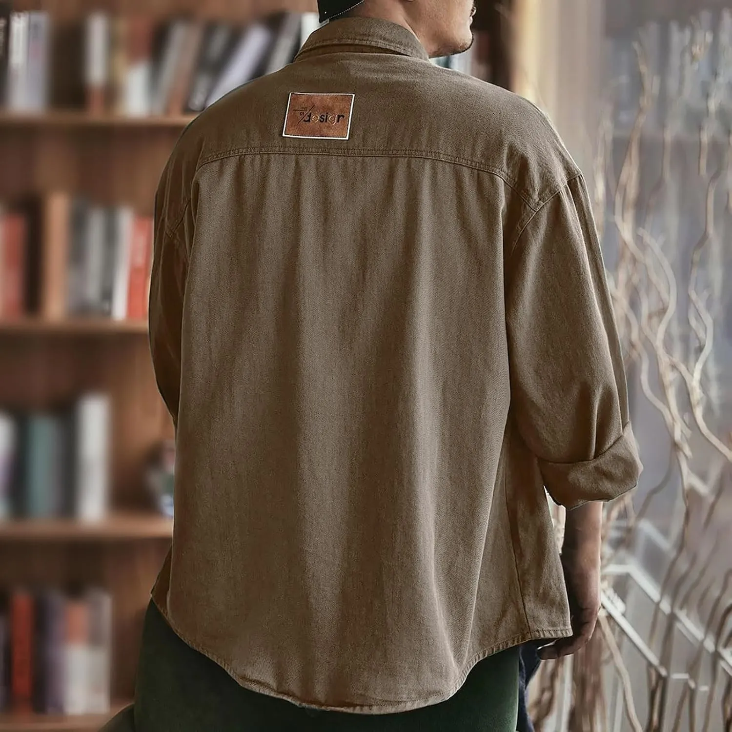 Muscularfit Stylish Jackets for Mens Vintage Solid Button Down Workwear Loose Fit Flap Collar Jackets Casual Fall Jacket Coat