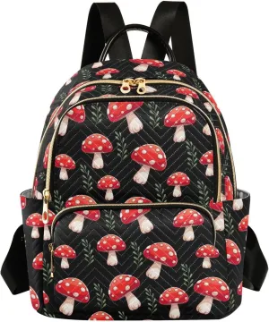 Mushrooms Mini Backpack for Women, Travel Backpack Purse for Ladies Fashion Shoulder Bag Daypack Travel Bag