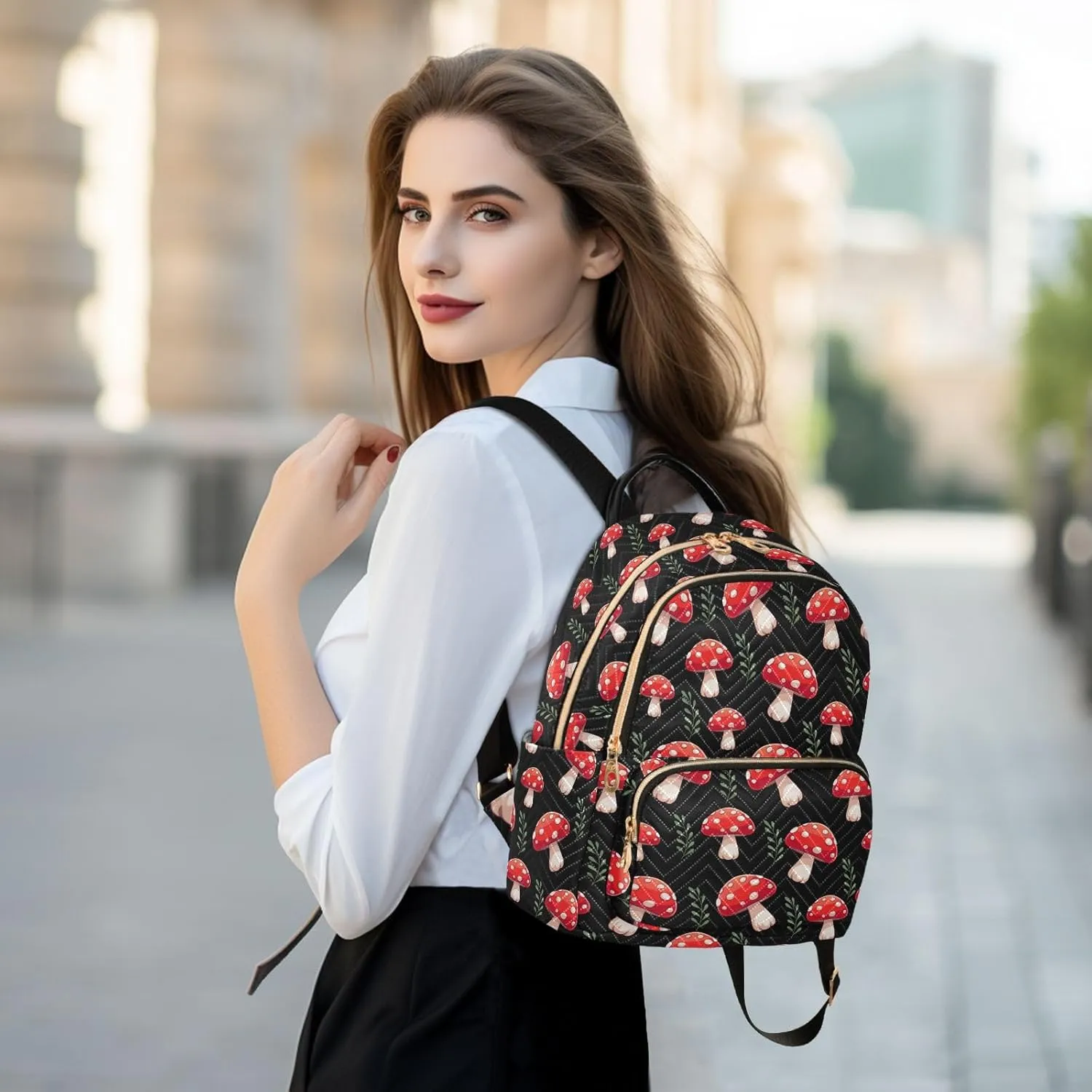 Mushrooms Mini Backpack for Women, Travel Backpack Purse for Ladies Fashion Shoulder Bag Daypack Travel Bag