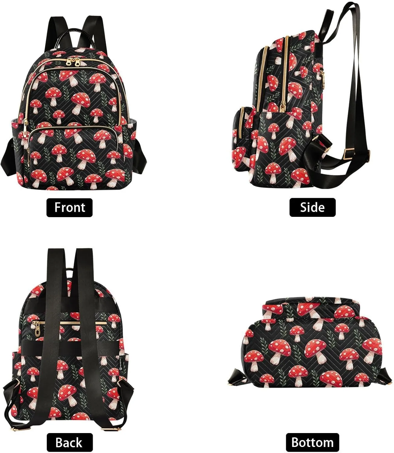 Mushrooms Mini Backpack for Women, Travel Backpack Purse for Ladies Fashion Shoulder Bag Daypack Travel Bag