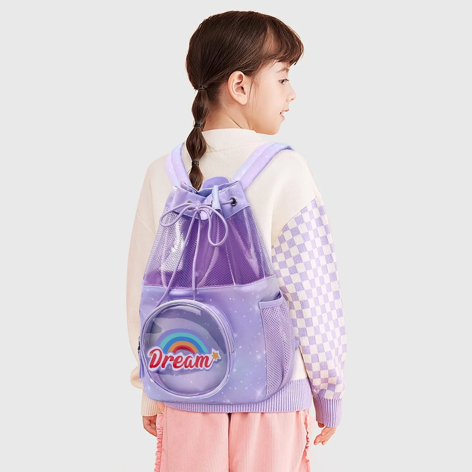 mygreen Drawstring Backpack Gym Cinch Bag for Swim Beach Sports Waterproof for Kids