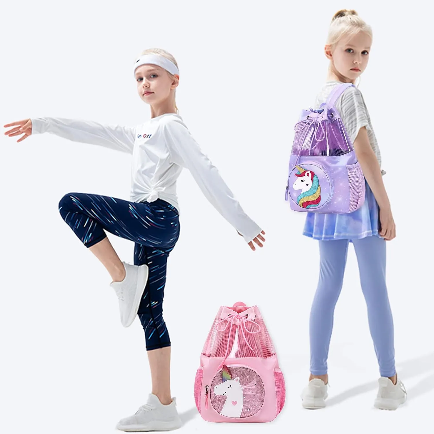 mygreen Drawstring Backpack Gym Cinch Bag for Swim Beach Sports Waterproof for Kids