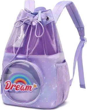 mygreen Drawstring Backpack Gym Cinch Bag for Swim Beach Sports Waterproof for Kids