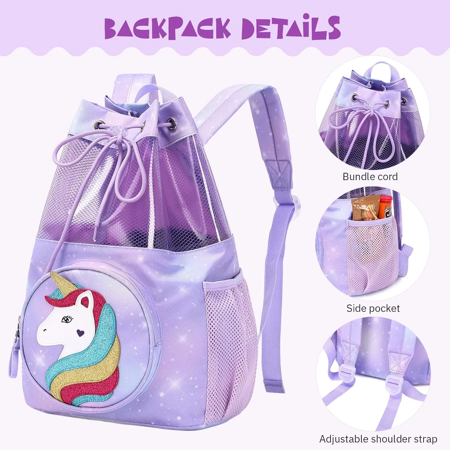 mygreen Drawstring Backpack Gym Cinch Bag for Swim Beach Sports Waterproof for Kids