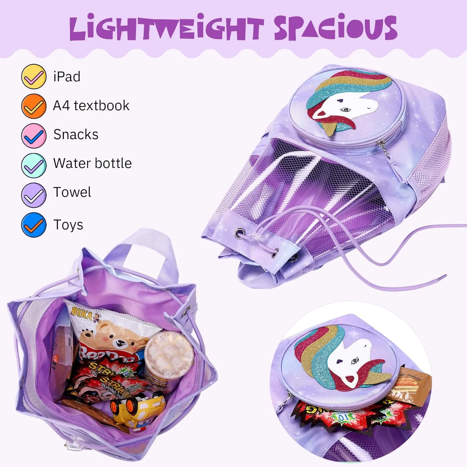 mygreen Drawstring Backpack Gym Cinch Bag for Swim Beach Sports Waterproof for Kids