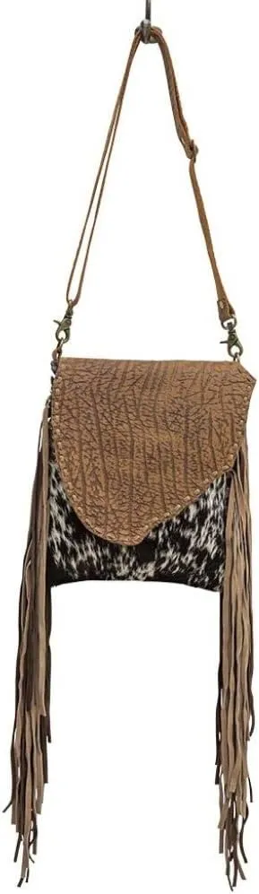 Myra Bag Brown Dapples Conceal Carry Fringe Crossbody Bag S-3963