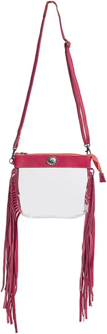 Myra Bag Clear Bag for Women - Western Upcycled Leather Shoulder Bag Magenta