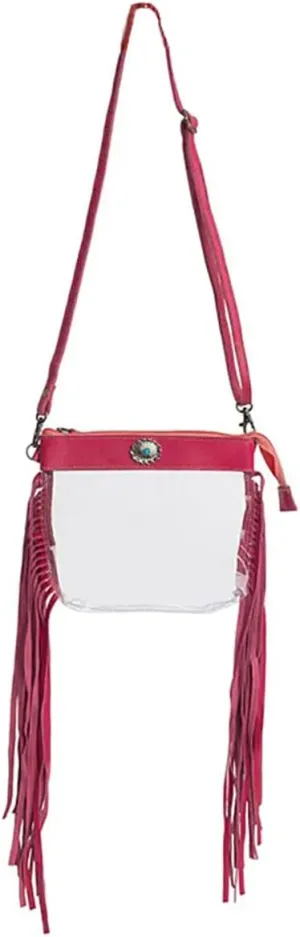 Myra Bag Clear Bag for Women - Western Upcycled Leather Shoulder Bag Magenta