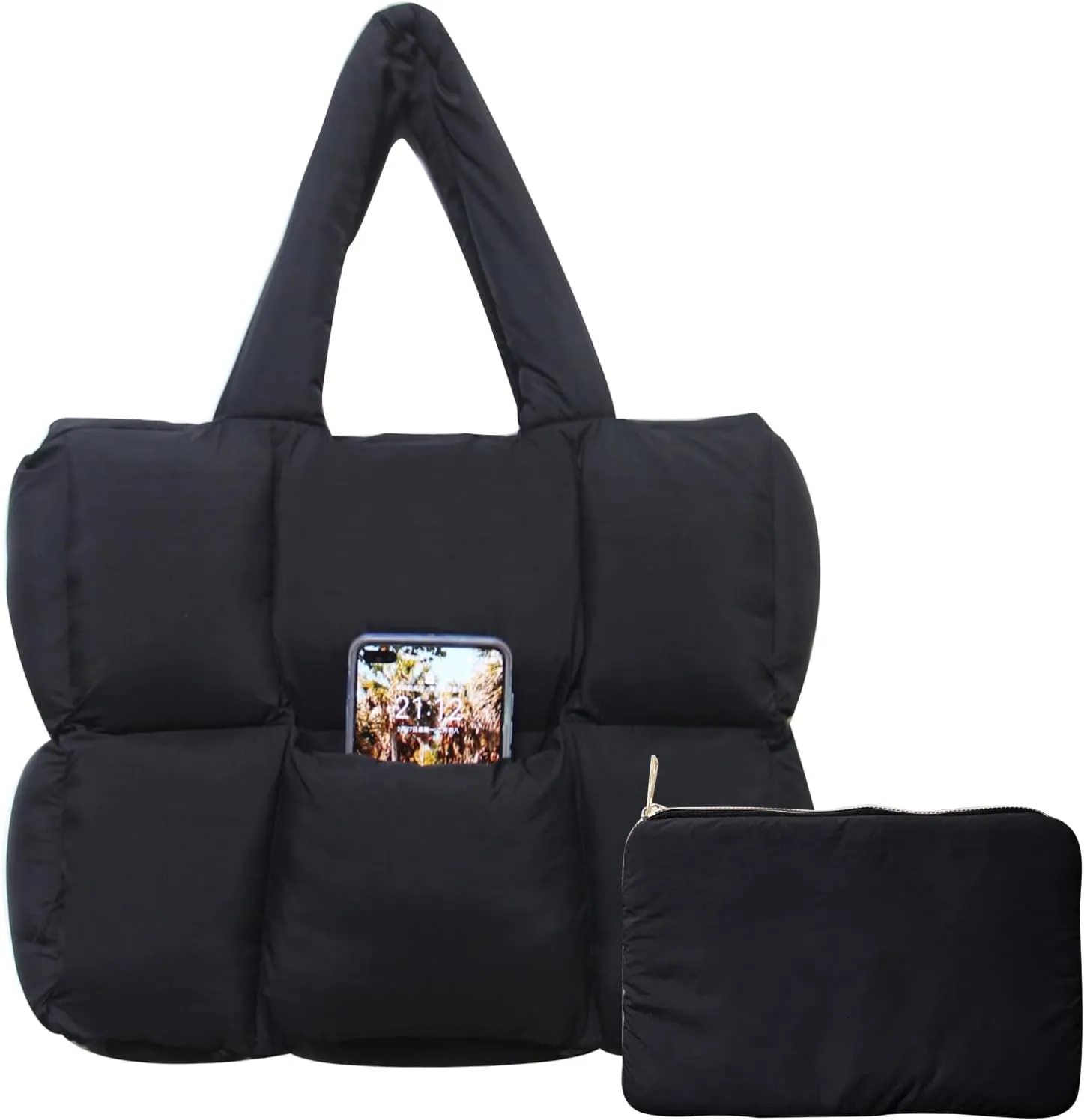 NAARIIAN Puffer Tote Bag for Women, Lightweight Quilted Puffy Shoulder Handbag with Adjustable Shoulder Strap