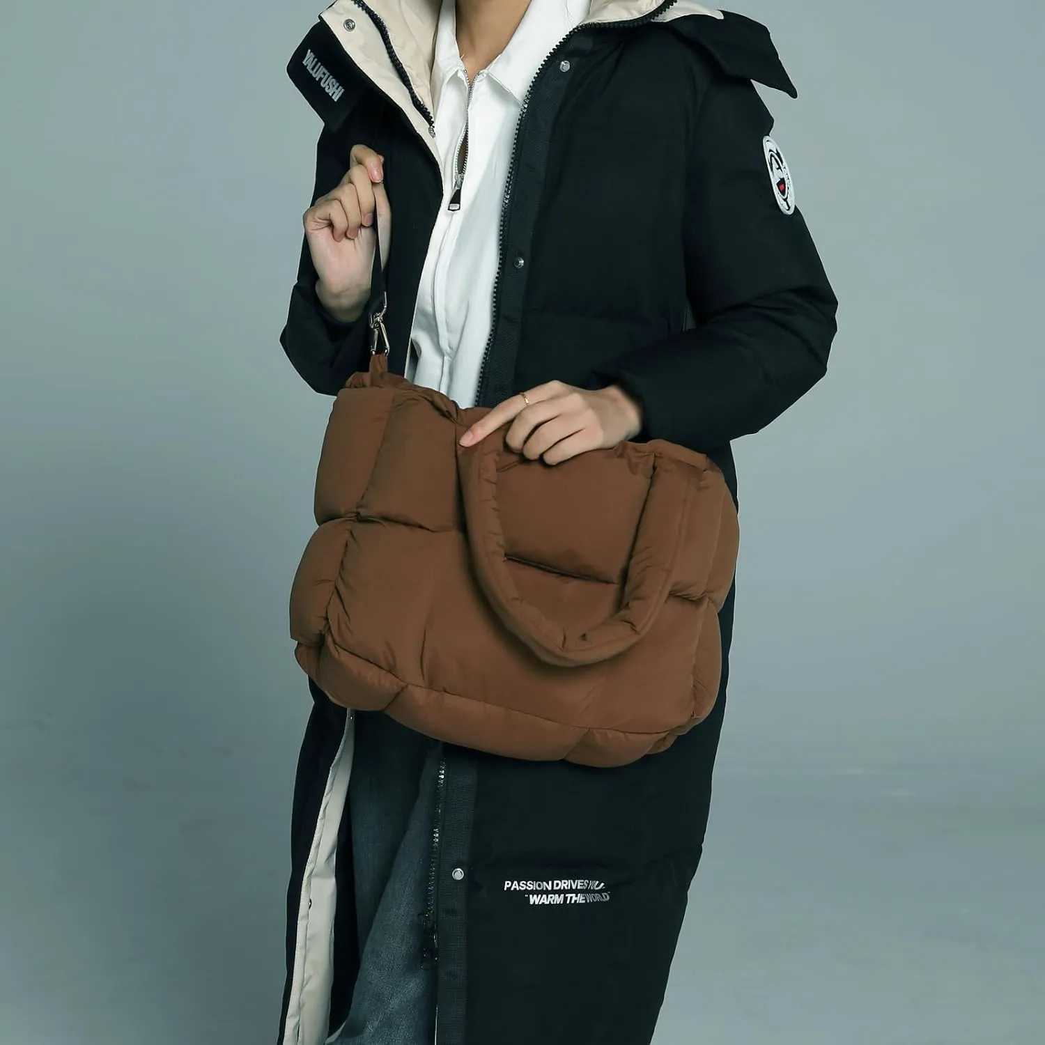 NAARIIAN Puffer Tote Bag for Women, Lightweight Quilted Puffy Shoulder Handbag with Adjustable Shoulder Strap