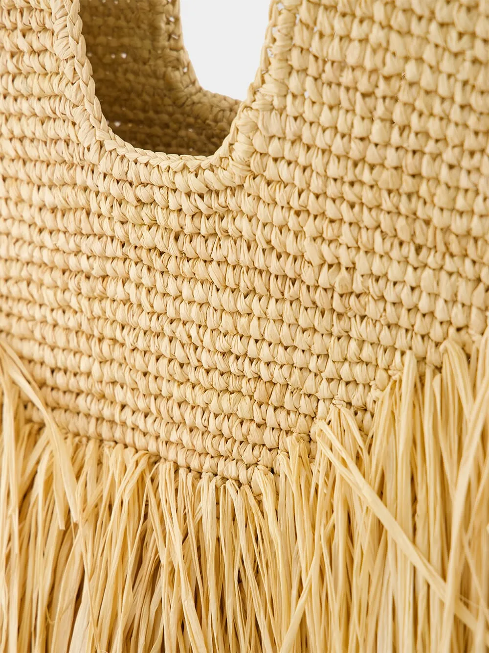 Natural Goldentime Medium Raffia Fringe Tote