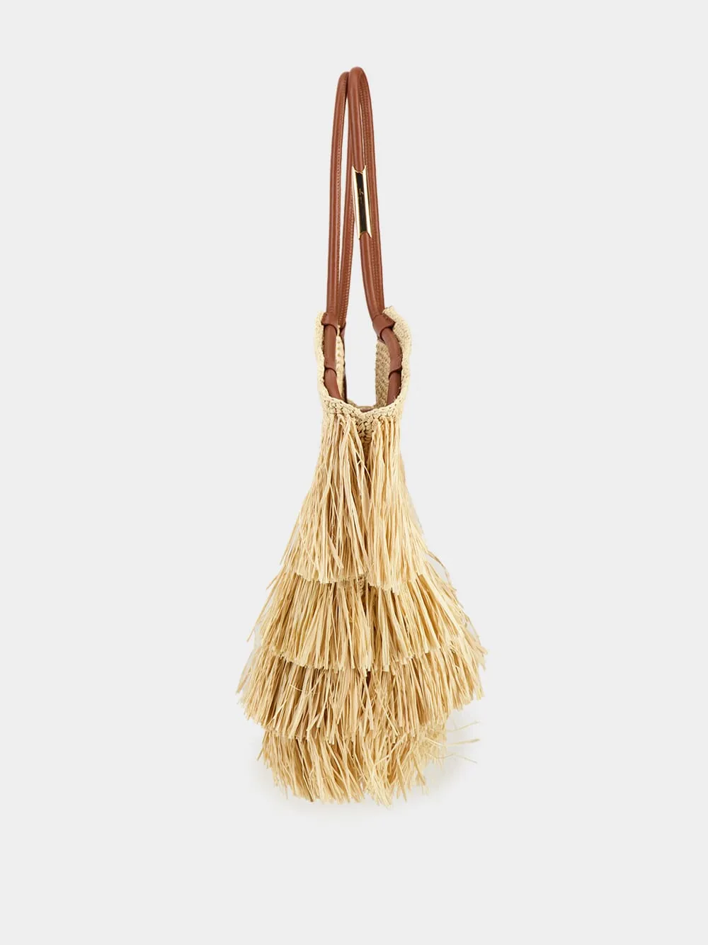 Natural Goldentime Medium Raffia Fringe Tote