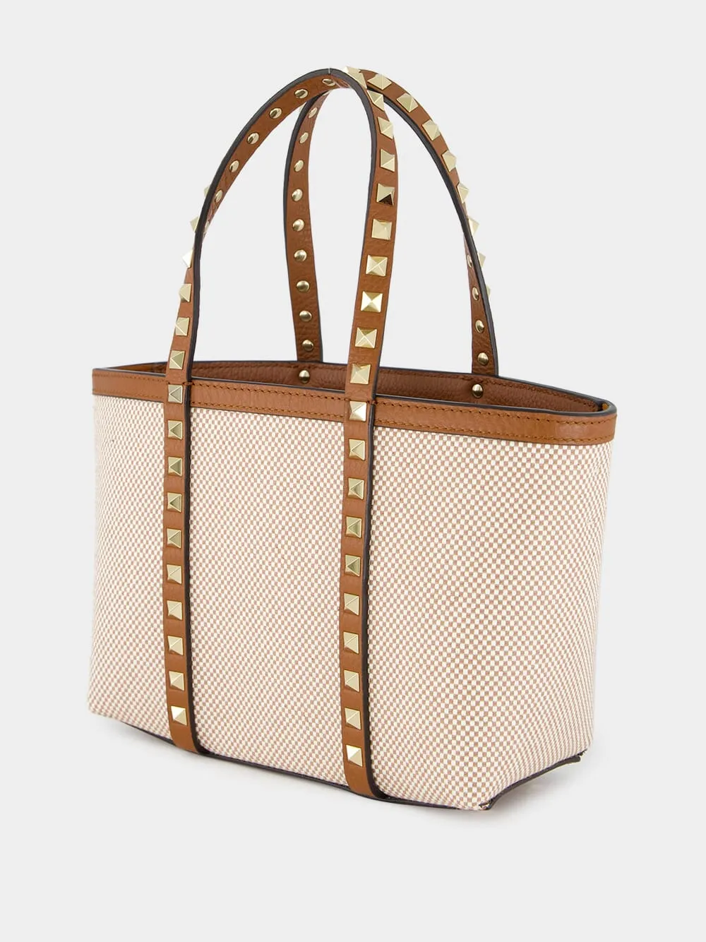 Natural Rockstud Canvas Tote Bag
