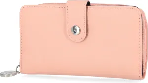 Nautica Be Shore Zip Around Wallet for Women RFID Vegan Leather Clutch, Bifold Organizer with Phone Holder, Card Slots, and Checkbook Pocket, Aloha Pink
