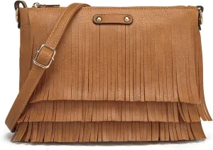 New Women Boho Fringe Crossbody Purse Vintage Tassel Sling Bag Trendy Handbag