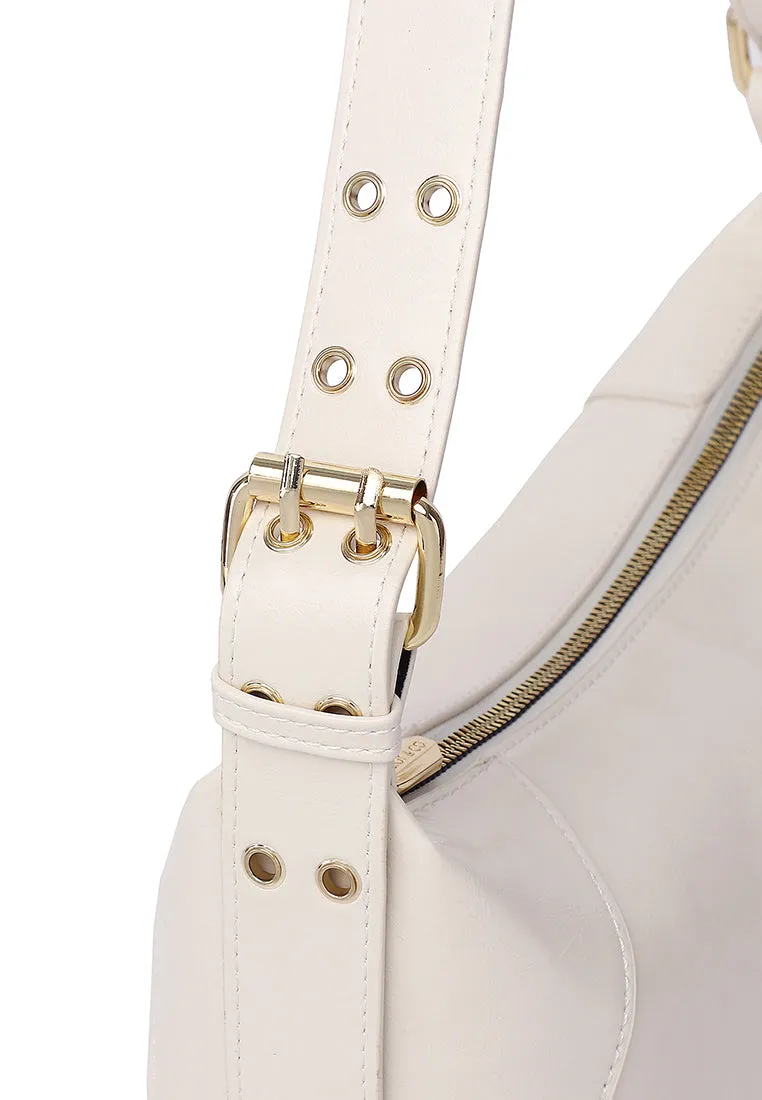 Ninny Belted Shoulder Bag (Beige)