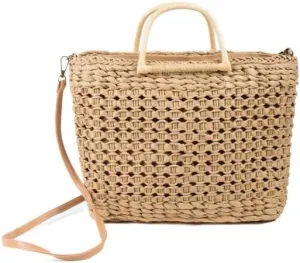 Nollia Handwoven Straw Tote Bag – Eco-Friendly Wicker Purse for Women, Summer Beach Bag or Casual Handbag