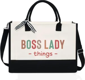 OASSIE Gifts for Women - 13 oz Canvas Tote Bag with Zipper - Birthday Appreciation Thank You Coworker Gifts for Boss Lady