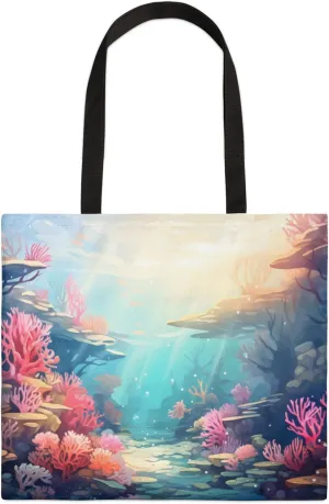 Oceanic Coral Square Canvas Tote Bag Top Handle Purses Stylish Women Canvas Shoulder Tote Bags Reusable Handbags for Work Travel Picnic Beach Shopping Gym Hiking