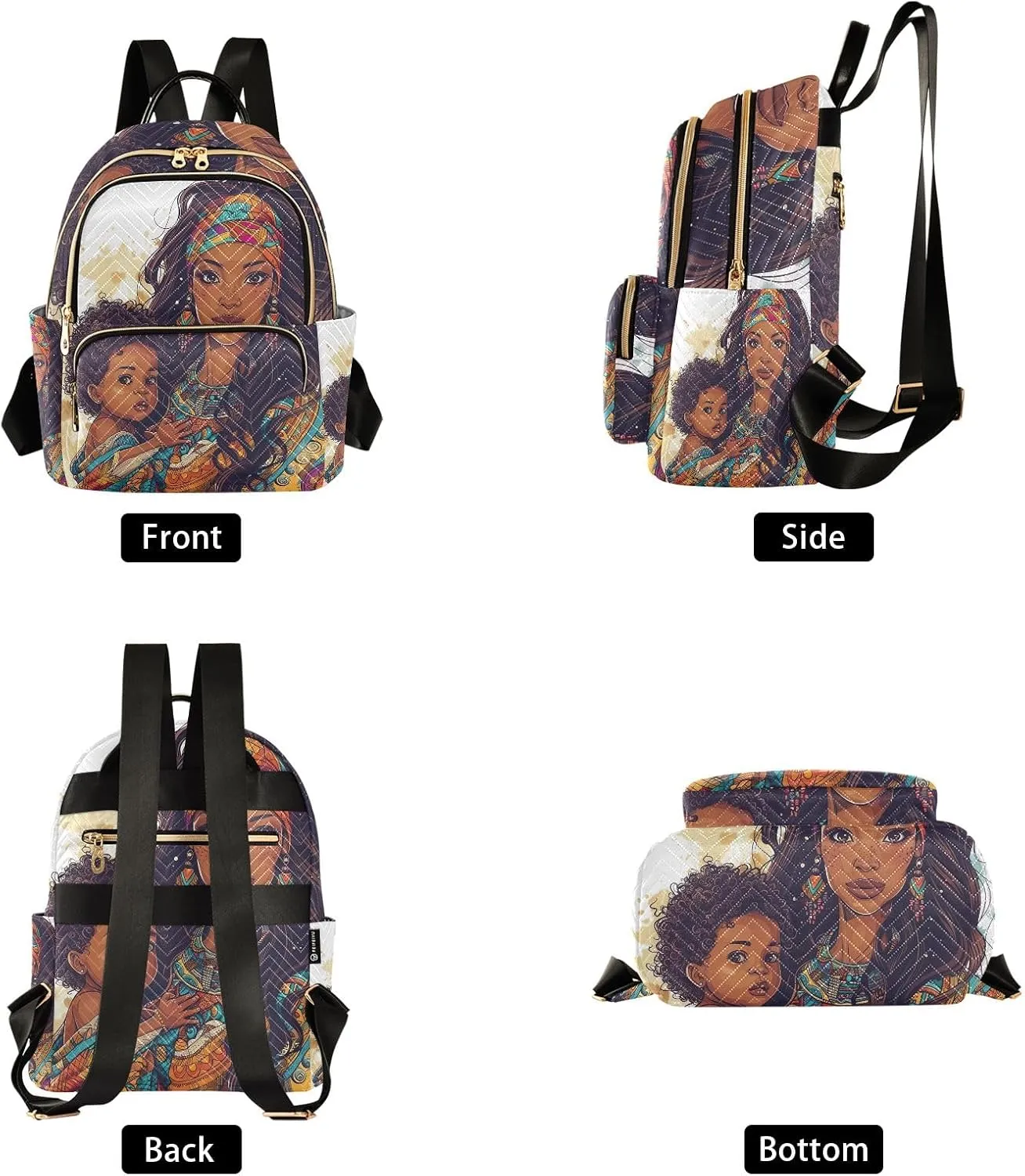 ODAWA Beautiful Woman and Son Backpack Purses Quilted Anti Theft Backpack
