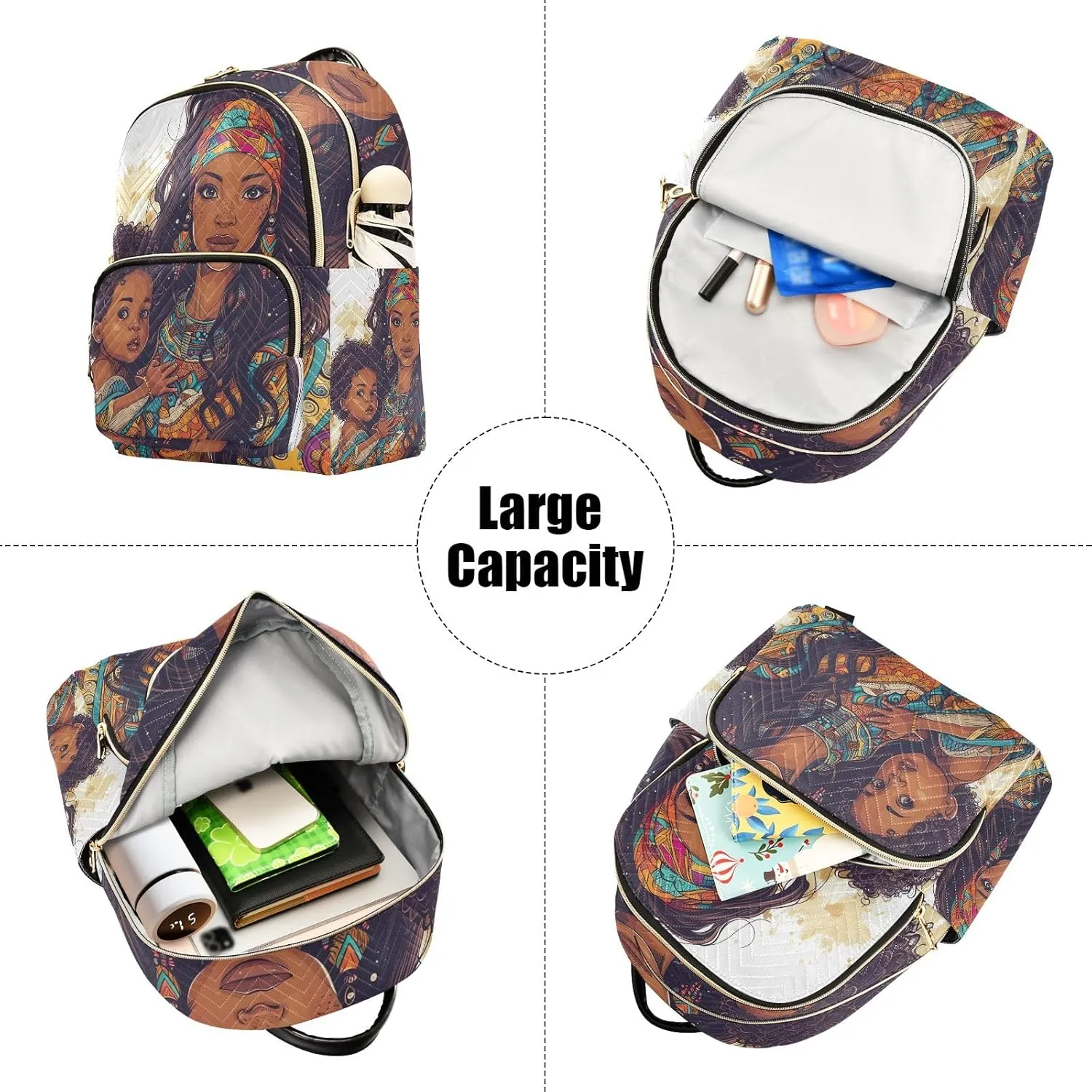 ODAWA Beautiful Woman and Son Backpack Purses Quilted Anti Theft Backpack
