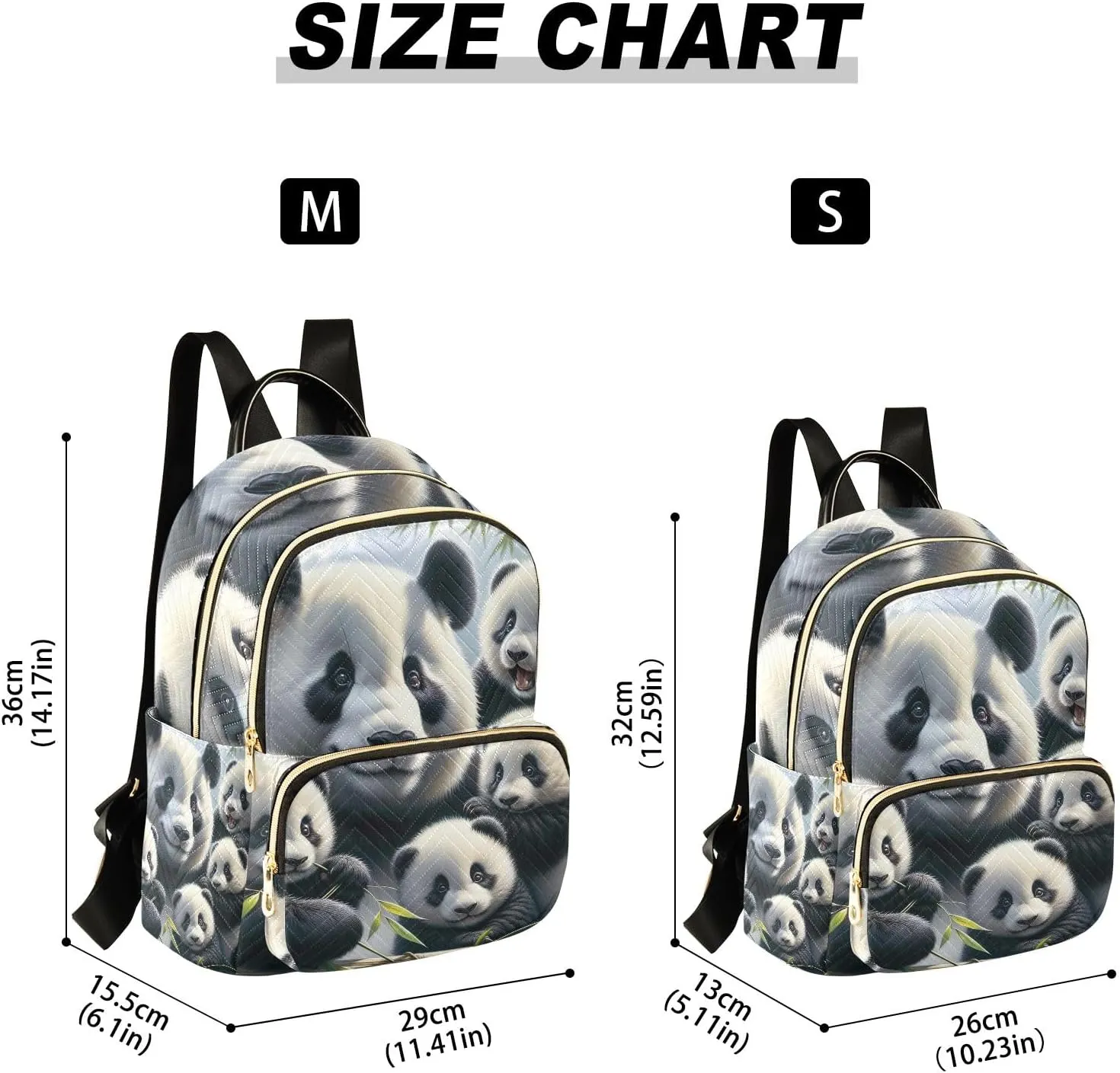 ODAWA Cute Panda Family Quilted Backpack Ladies Backpack Purses Quilted Travel Bag