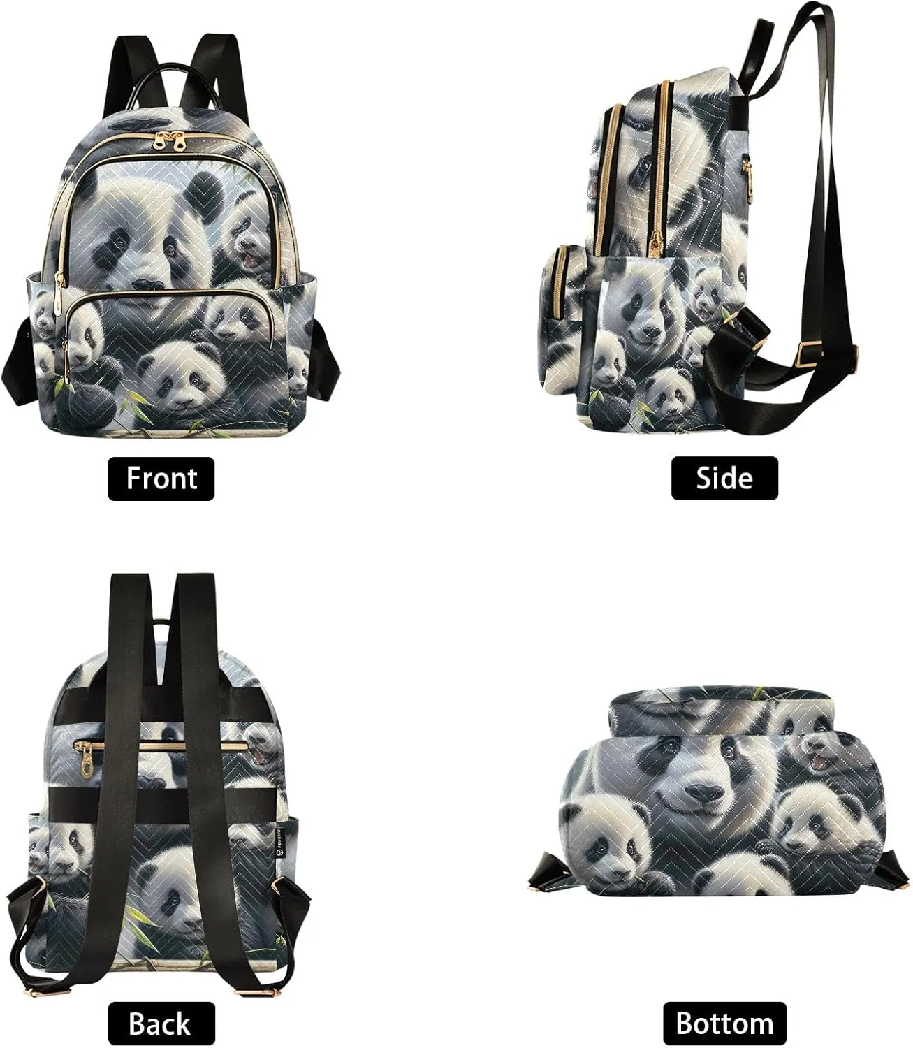 ODAWA Cute Panda Family Quilted Backpack Ladies Backpack Purses Quilted Travel Bag