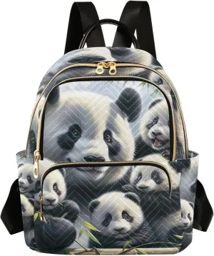 ODAWA Cute Panda Family Quilted Backpack Ladies Backpack Purses Quilted Travel Bag