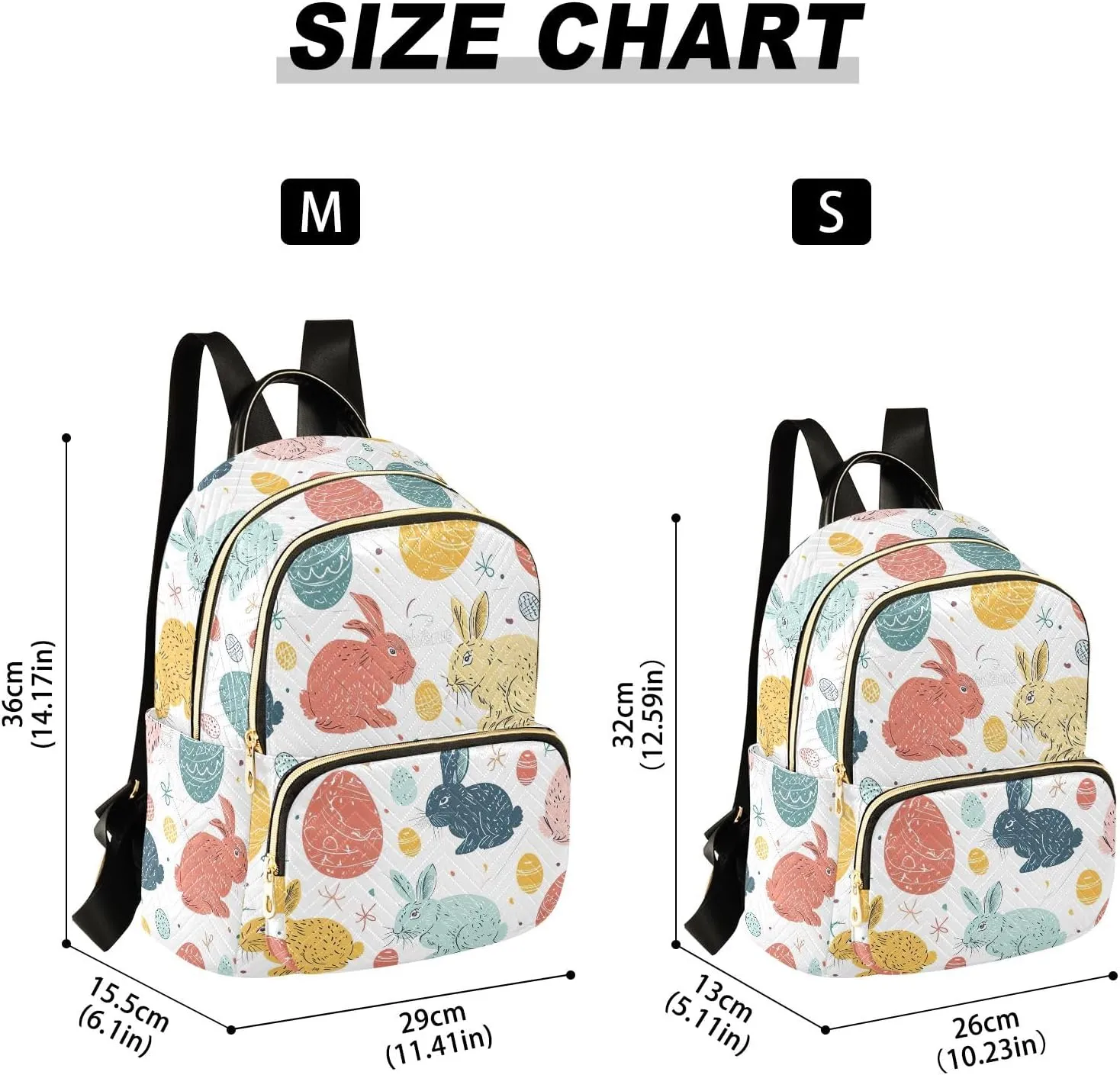 ODAWA Easter Eggs and Bunny Quilted Backpack for Women Mini Womens Backpack Travel Purse with Luggage Strap