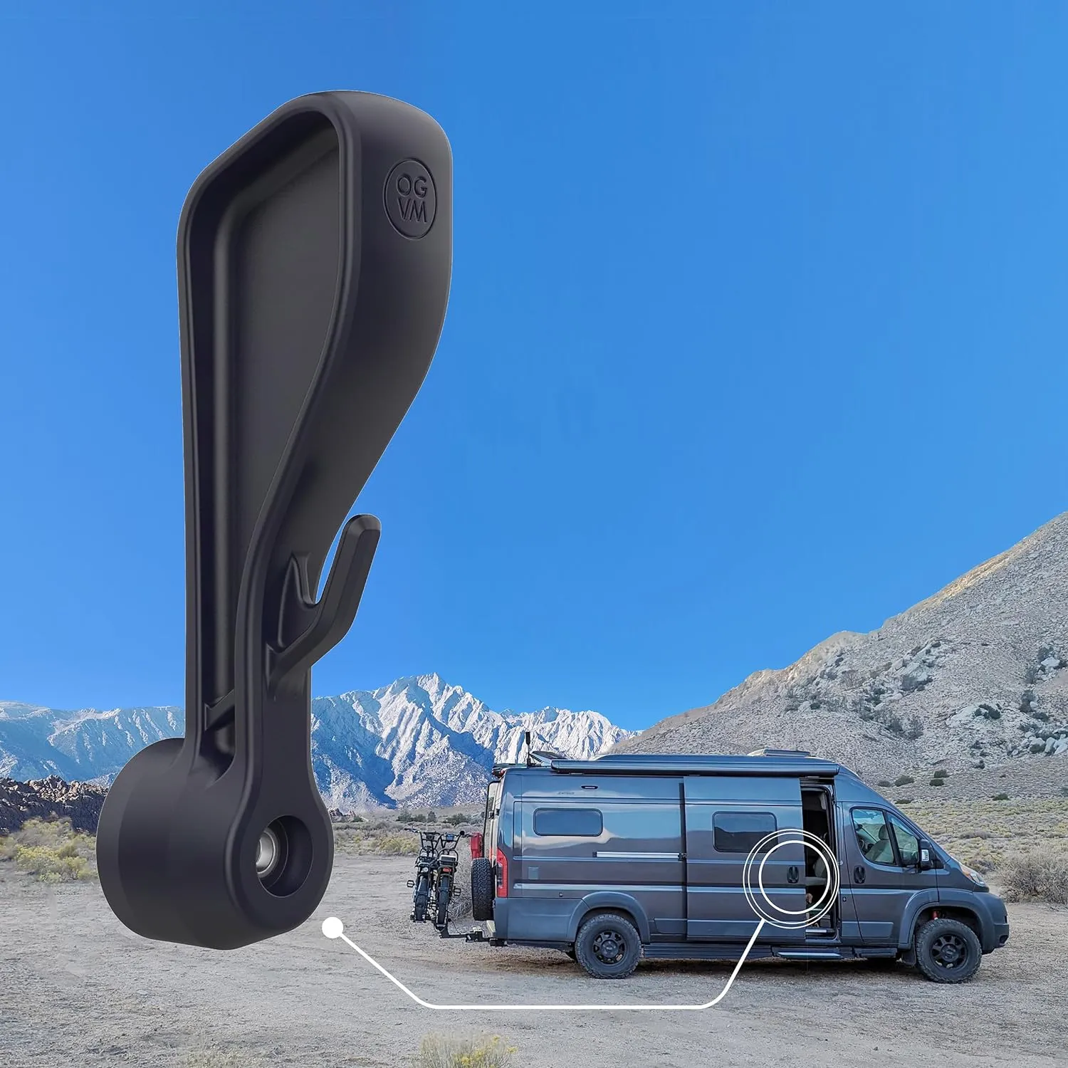 OpenGlass Van Mods - Dodge Ram ProMaster Van Sliding Door Handle Upgrade - All Years (2014-2025) - Long Handle, Ergonomic Finger Scoops & Hanging Hook - 1 min Install, Virtually Indestructible